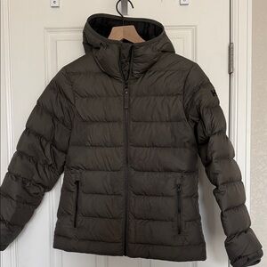 Helly Hansen Svalbard Down Jacket Womens XS Hooded Charcoal Gray Beluga